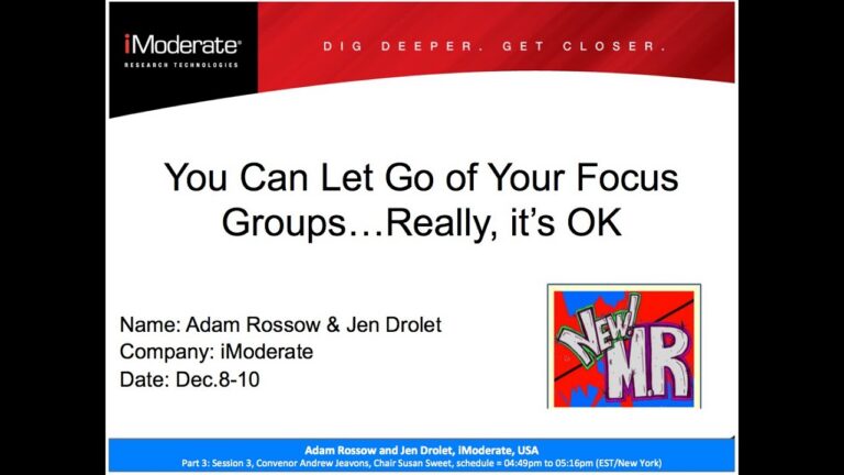 “You Can Let Go of Your Focus Groups… Really it’s O.K.