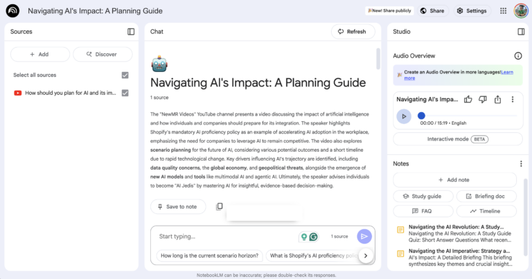 How should you plan for AI and its impact on you? A Ray Poynter presentation shared via Notebook LM