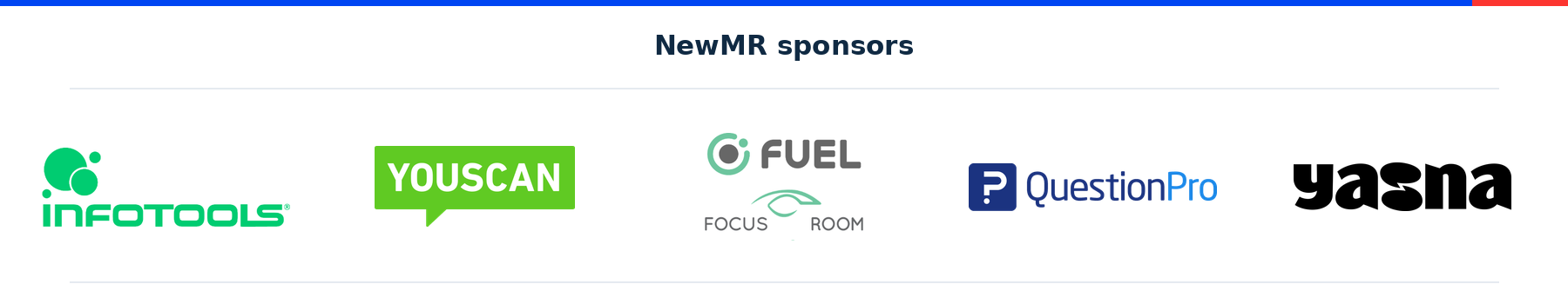 NewMR sponsors: Infotools, YouScan, Fuel, QuestionPro and Yasna